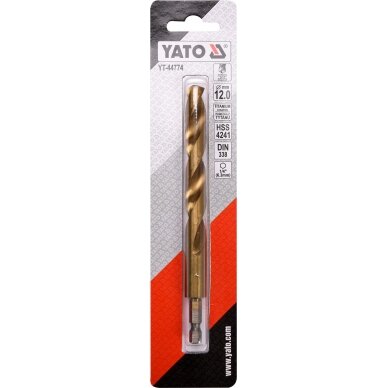 Grąžtas metalui su Hex 6.3 mm (1/4") galu HSS-TiN | 12.0 mm (YT-44774) 2