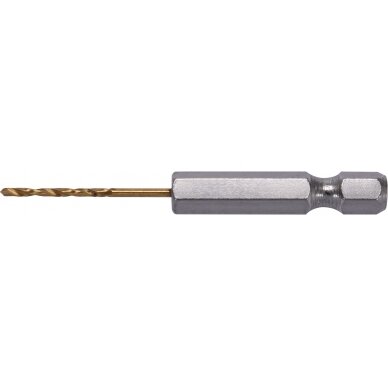 Grąžtas metalui su Hex 6.3 mm (1/4") galu HSS-TiN | 1,5 mm (YT-44750) 1
