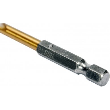 Grąžtas metalui su Hex 6.3 mm (1/4") galu HSS-TiN | 6.5 mm (YT-44765) 1