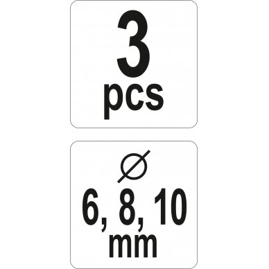 Gręžimo gylio ribotuvai 6, 8, 10 mm | 3 vnt. (YT-44100) 3