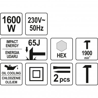 Griovimo plaktukas YATO YT-82001 | HEX | 1600W | 65J 5