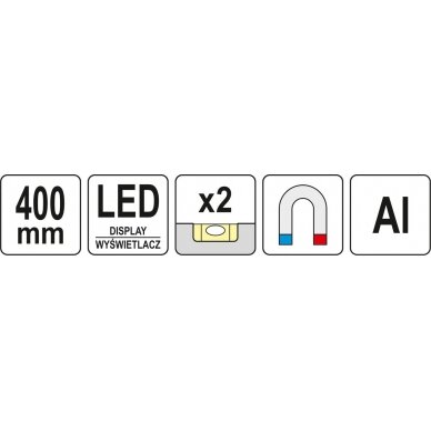 Gulsčiukas skaitmeninis su LED | aliuminis | 400 mm (YT-30397) 6