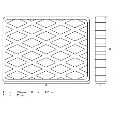 Guminis padas | auto keltuvams | 160 x 120 x 20 mm (7036) 1