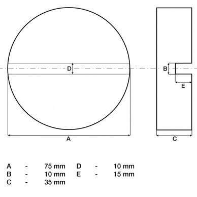 Guminis padas | keltuvams ant ratukų | 75 x 35 mm (72112) 3