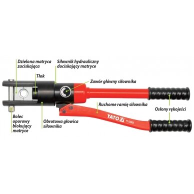 Hidraulinis kraštų užspaudimo įrankis | 16-240 mm² | 12 t  (YT-22861) 1
