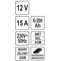 Įkroviklis YATO YT-8303 | 12V | 15A | 200AH 2