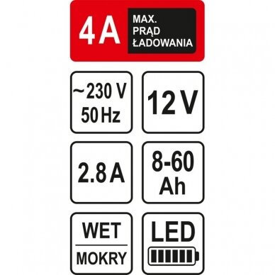 Įkroviklis STHOR 82541 | 12V | 4A | 60AH 2