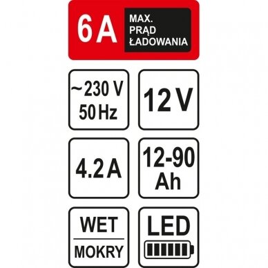 Įkroviklis STHOR 82542 | 12V | 6A | 90AH 2