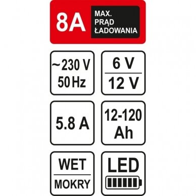 Įkroviklis STHOR 82543 | 12V | 8A | 120AH 2