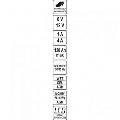 Įkroviklis YATO YT-83033 | 6/12V | 4A | 120AH 4