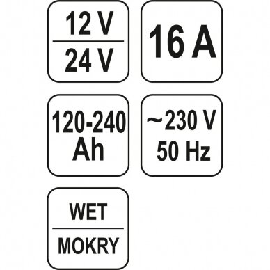 Įkroviklis YATO YT-8304 | 12/24V | 16A | 240AH 1