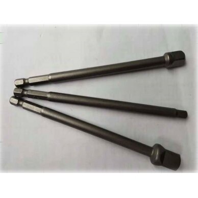 Ilgų adapterių komplektas iš 1/4"(6,3 mm) į galvutes 1/4" - 3/8" - 1/2", 150 mm (SA03) 2