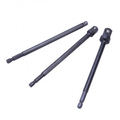 Ilgų adapterių komplektas iš 1/4"(6,3 mm) į galvutes 1/4" - 3/8" - 1/2", 150 mm (SA03) 5