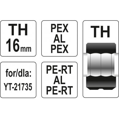 Indėklas TH 16 mm presavimo replėms YT-21735 (YT-21744) 2