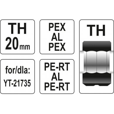 Indėklas TH 20 mm presavimo replėms YT-21735 (YT-21745) 2