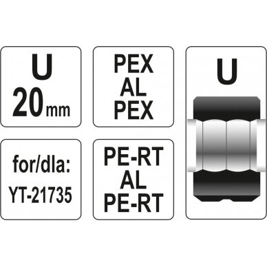 Indėklas U 20 mm presavimo replėms YT-21735 (YT-21741) 2