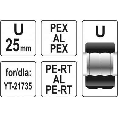 Indėklas U 25 mm presavimo replėms YT-21735 (YT-21742) 2