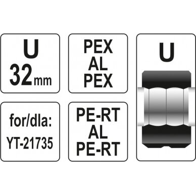 Indėklas U 32 mm presavimo replėms YT-21735 (YT-21743) 2