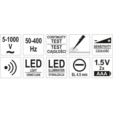 Indukcinis įtampos testeris | 5-1000 V (YT-28311) 3