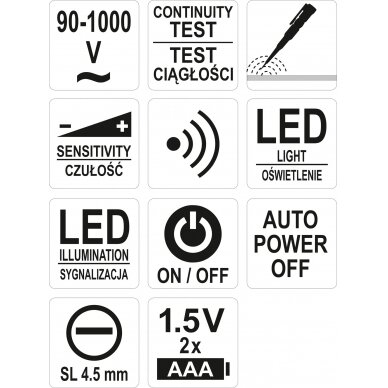 Indukcinis įtampos testeris | 90-1000 V (YT-28310) 4