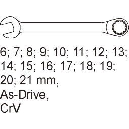 Įrankių dėklas YATO YT-5531 | veržliarakčių rinkinys | 16VNT. 1