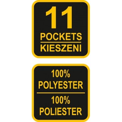 Įrankių dėklas su diržu ir 11 kišenių, 2 metaliniai laikikliai (78751) 2