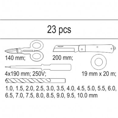 Įrankių dėklas YATO YT-55471 | įrankių elektrikams komplektas | 23VNT. 1