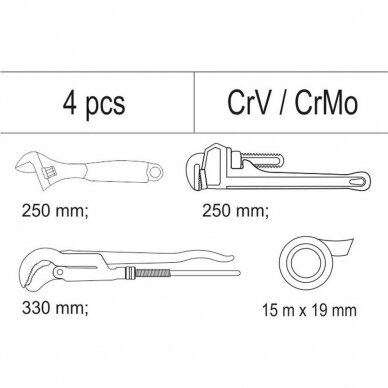 Įrankių dėklas YATO YT-55480 | santechniko įrankių rinkinys | 4VNT. 1