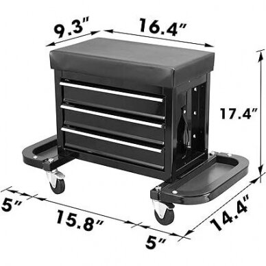 Įrankių spintelė-kėdė su ratukais V7031 | 3 stalčiai 8