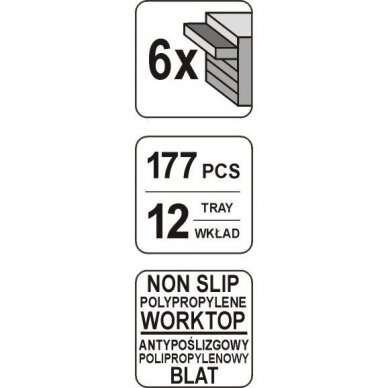Įrankių spintelė YATO YT-5530 | 6 stalčiai | 177VNT. 11