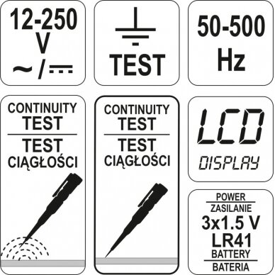 Įtampos testeris skaitmeninis | AC/DC | 12-220V (YT-28630) 4