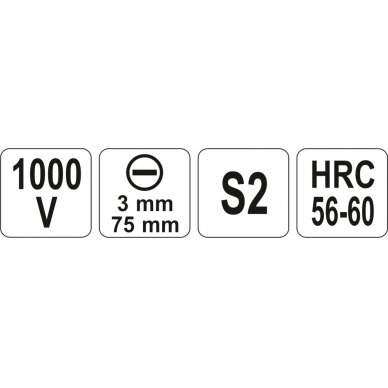 Izoliuotas atsuktuvas elektrikui | 1000V | 3x75 mm (YT-2815) 2