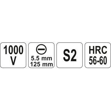 Izoliuotas atsuktuvas elektrikui | 1000V | 5,5x125 mm (YT-2818) 1