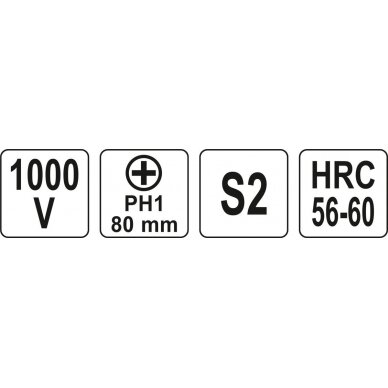 Izoliuotas atsuktuvas elektrikui | 1000V | PH1x80 mm (YT-2822) 3