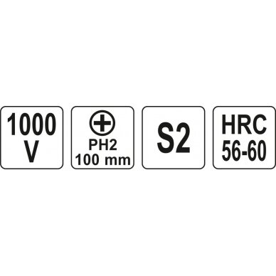 Izoliuotas atsuktuvas elektrikui | 1000V | PH2x100 mm (YT-2823) 3