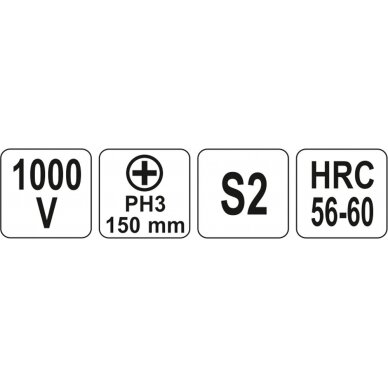 Izoliuotas atsuktuvas elektrikui | 1000V | PH3x150 mm (YT-2824) 2