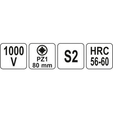 Izoliuotas atsuktuvas elektrikui | 1000V | PZ1x80 mm (YT-2825) 2