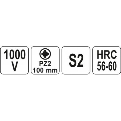 Izoliuotas atsuktuvas elektrikui | 1000V | PZ2x100 mm (YT-2826) 2