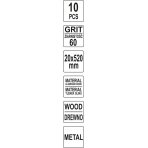 Juosta pneumatiniam šlifuokliui | P60 / 20X520 mm | 10 vnt. (YT-09747) 3