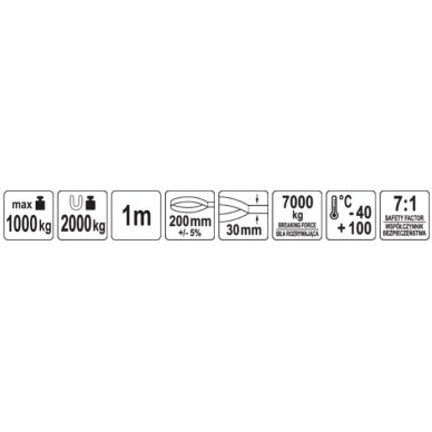 Juostinis diržas / stropas tekstilinis | dvisluoksnis | kilpa | 1t, 1m, 30mm (82265) 2