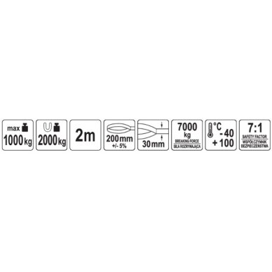 Juostinis diržas / stropas tekstilinis | dvisluoksnis | kilpa | 1t, 2m, 30mm (82266) 2