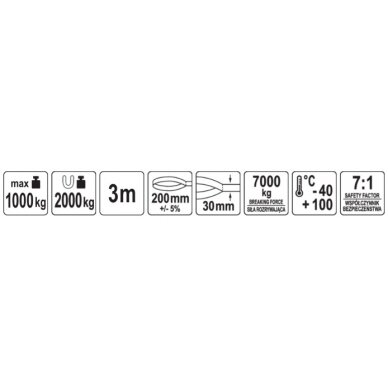 Juostinis diržas / stropas tekstilinis | dvisluoksnis | kilpa | 1t, 3m, 30mm (82267) 2