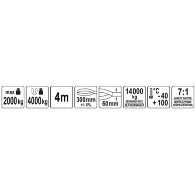 Juostinis diržas / stropas tekstilinis | dvisluoksnis | kilpa | 2t, 4m, 60mm (82273) 2