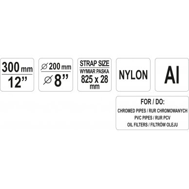 Juostinis raktas 200mm (8 ") diametrui, diržo ilgis 825mm (YT-22255) 4
