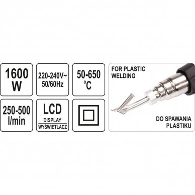 Kaitinimo fenas YATO YT-82296 | 1600W | LCD | 650° 5