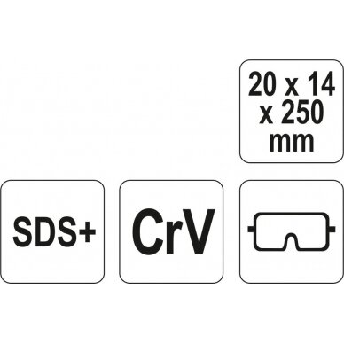 Kaltas betonui plokščias | SDS PLUS/Cr-V | 20x14x250 mm (YT-4721) 2