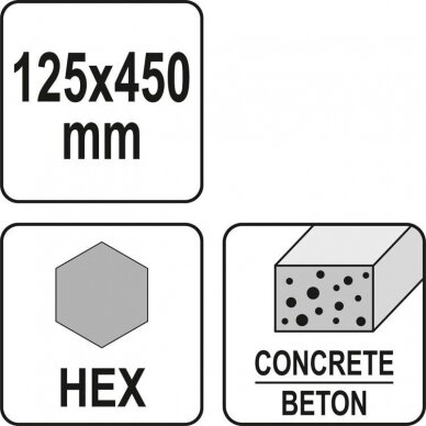 Kaltas plokščias | asfaltui ir betonui | 125 x 450 mm / HEX antgalis (YT-47372) 3