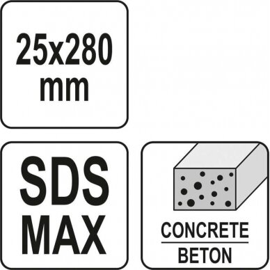 Kaltas plokščias | asfaltui ir betonui | 25 x 280 mm | SDS - Max (YT-47341) 3