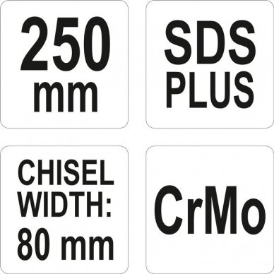 Kaltas plokščias | SDS PLUS/CrMo | Glazūrai ir tinkui | 80 mm plotis (YT-47212) 3