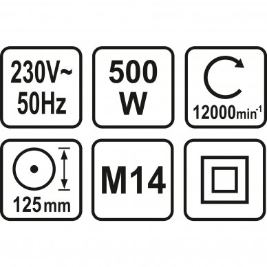 Kampinis šlifuoklis LUND 79125 | M14 | 500W | 125MM 2